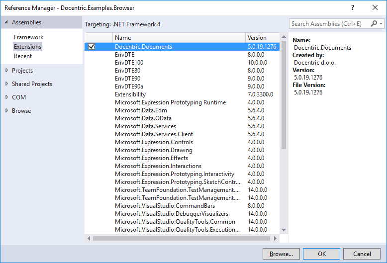 Reference Manager Dialog (Visual Studio 2015)